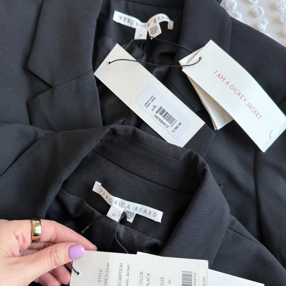 NWT Veronica Beard Classic Blazer Jacket Black Notch Lapels Tailored Fit Sz 10 - Picture 3 of 8